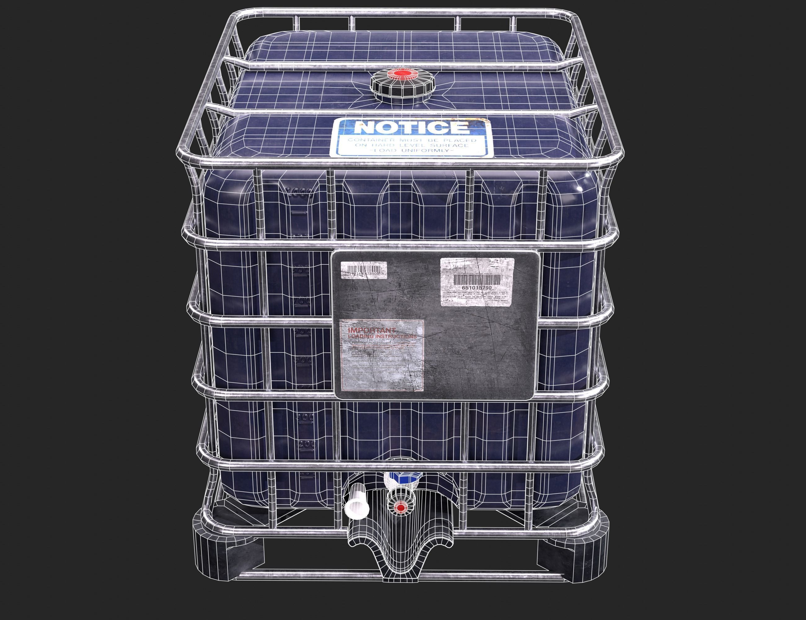 Intermediate Blue Bulk Container Low-poly 3D model_10