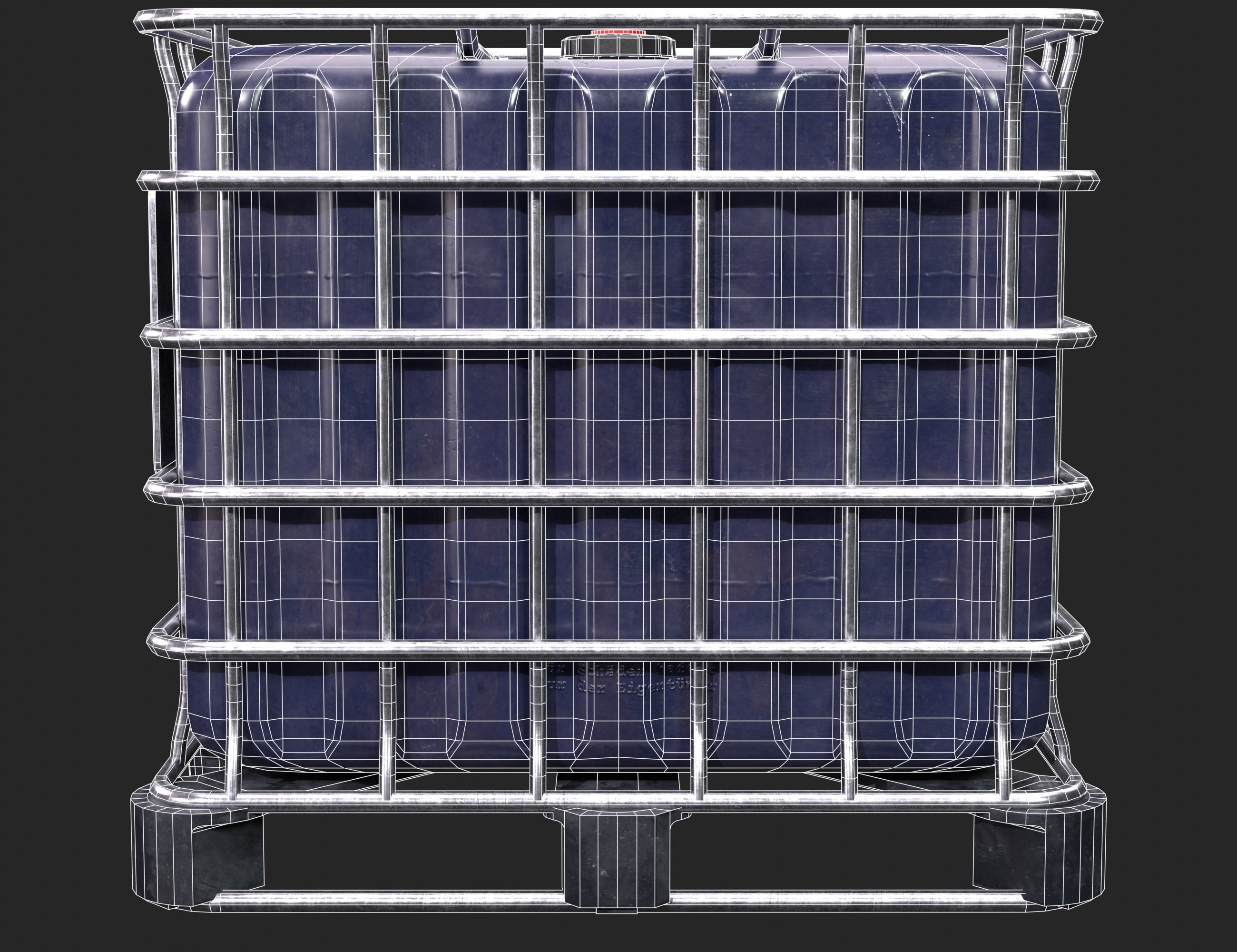 Intermediate Blue Bulk Container Low-poly 3D model_8