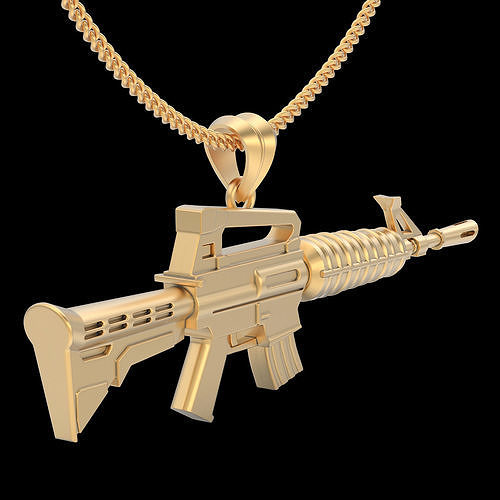 Fortnite assault Rifle Gun pendant  gold jewelry 3D printable  3D print model