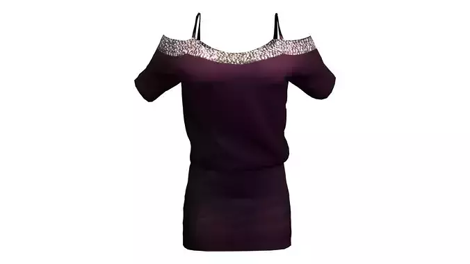 Cutout Shoulder Dress Low-poly 3D model