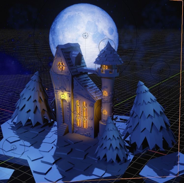 Moon Castle Low-poly 3D model_4