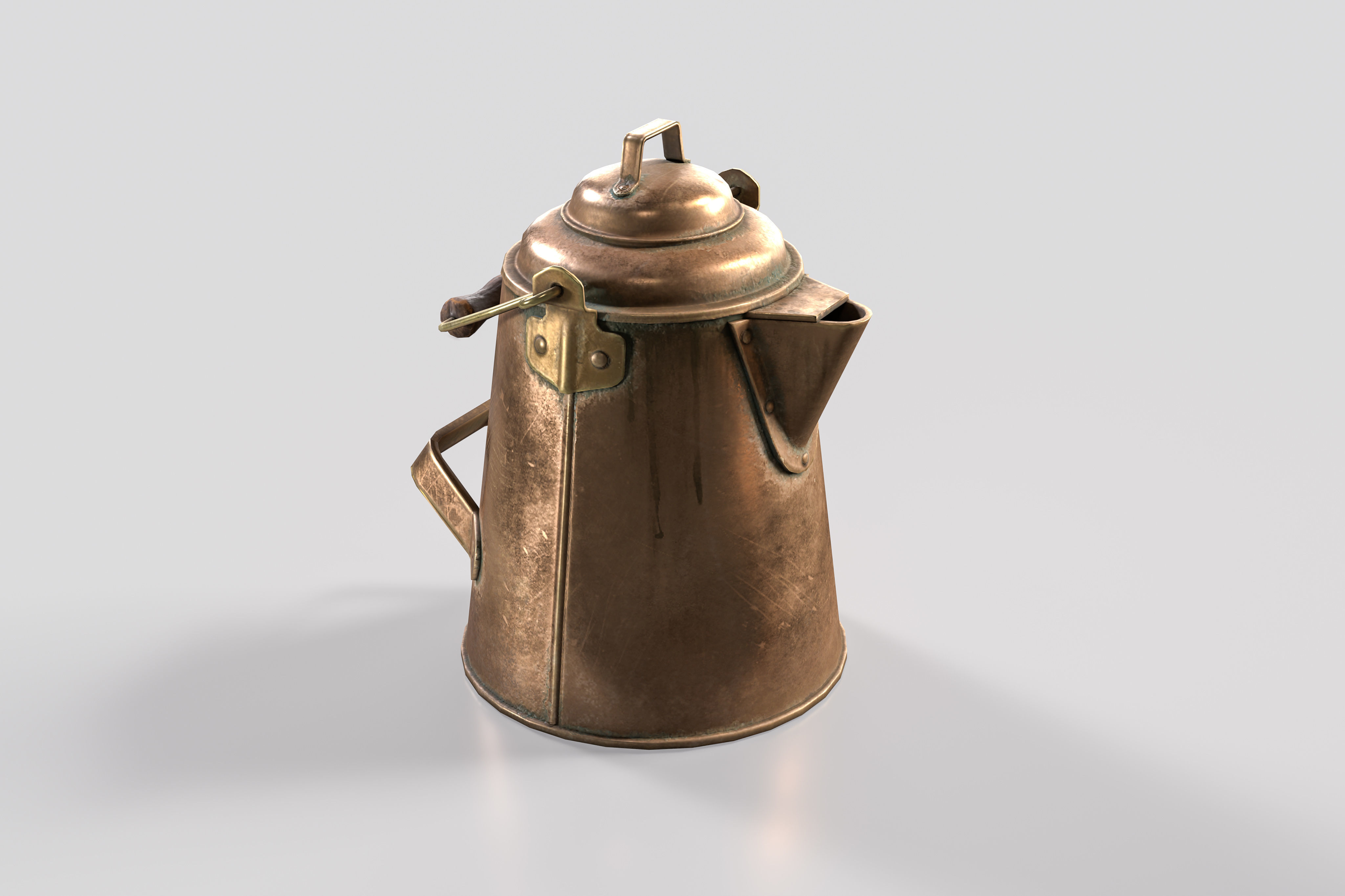 Copper Kitchenware Low-poly 3D model_2