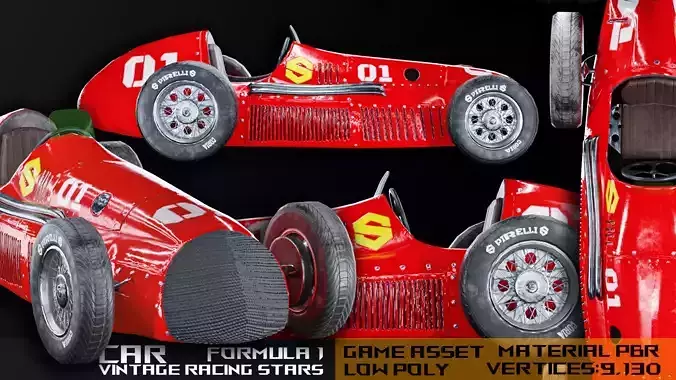 Car Formula 1-Vintage Racing Stars Low-poly 3D model
