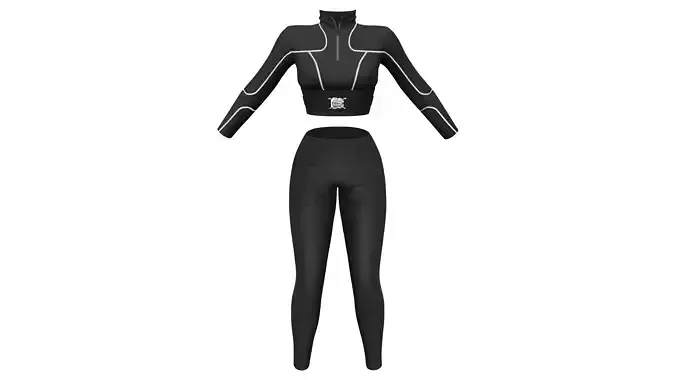 Zip Up Crop Top And Classic Leggings Low-poly 3D model