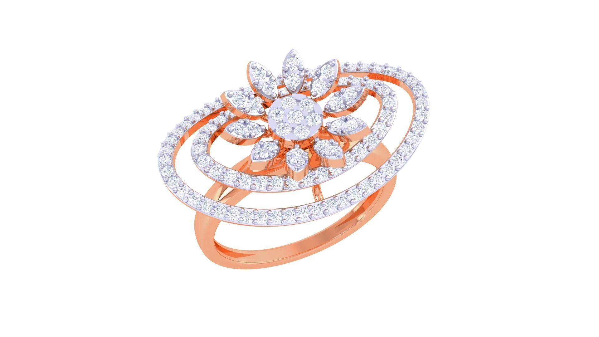 High Jewelry Cocktail Ring 3dm stl obj mtl glb gltf 3mf renders 3D print model_8