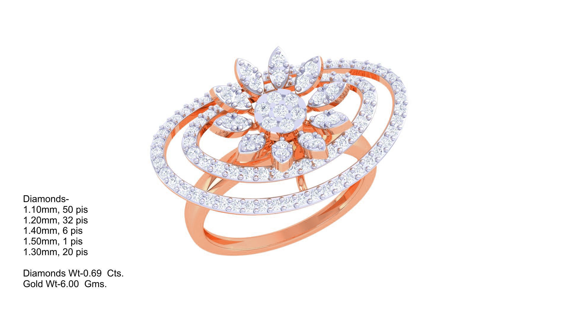 High Jewelry Cocktail Ring 3dm stl obj mtl glb gltf 3mf renders 3D print model_4