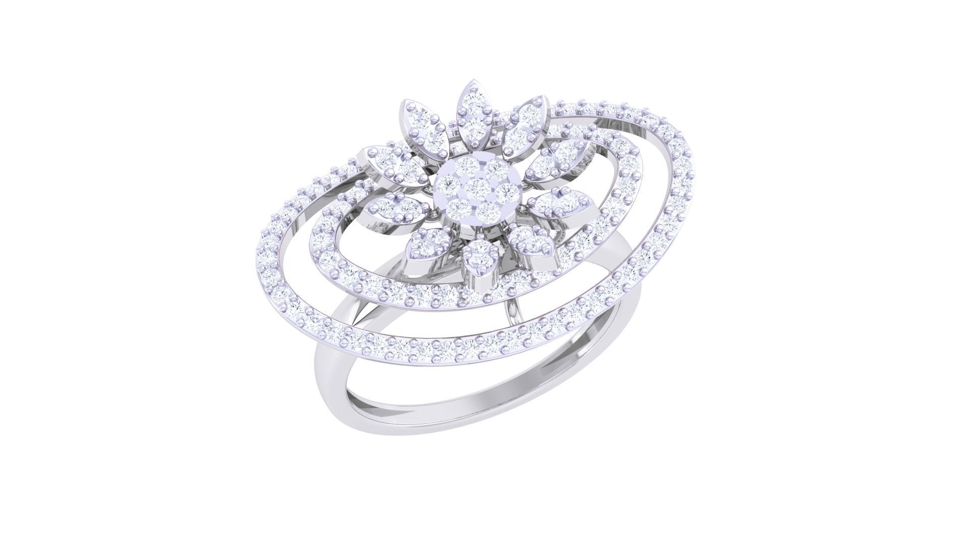 High Jewelry Cocktail Ring 3dm stl obj mtl glb gltf 3mf renders 3D print model_1