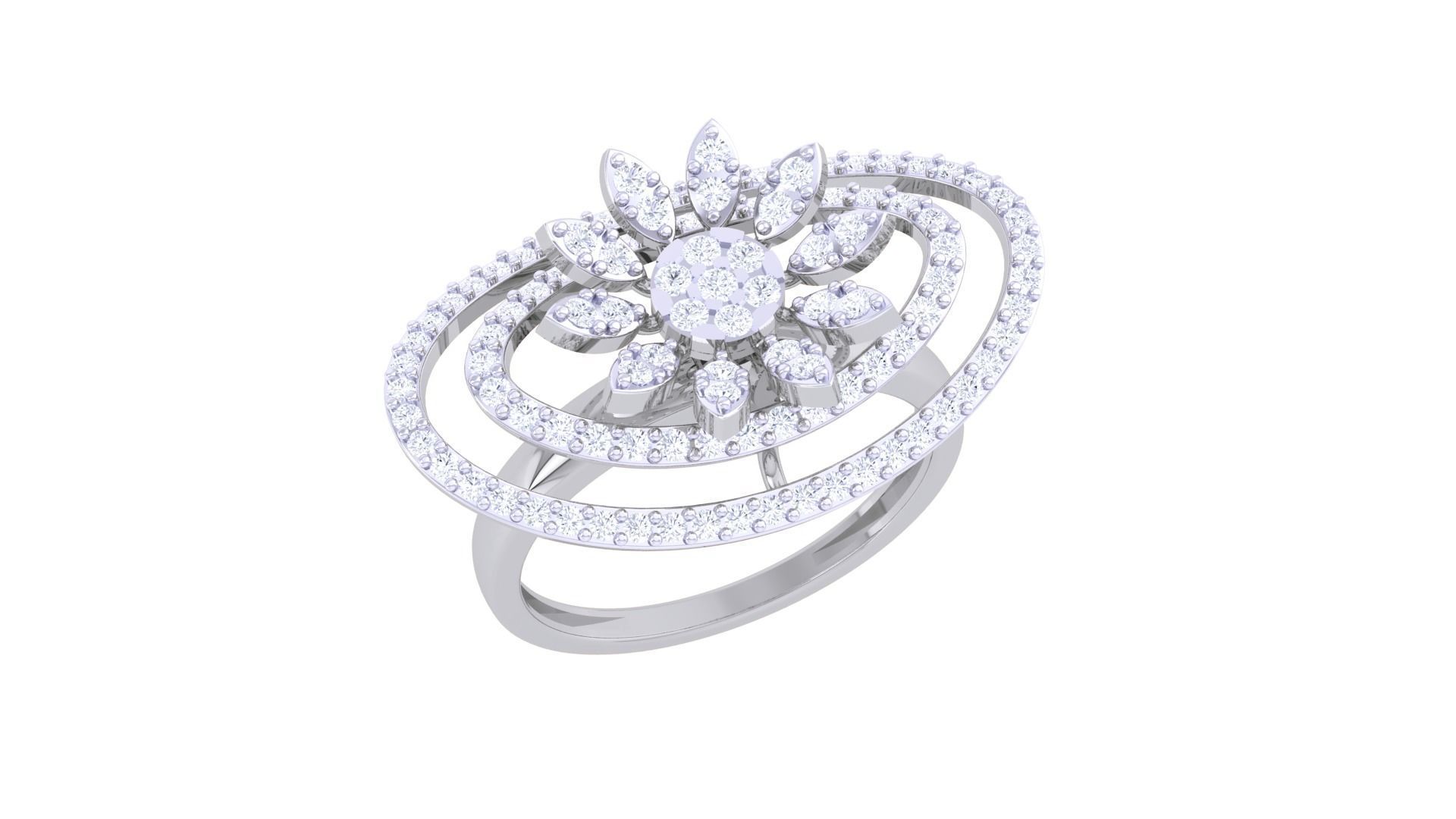 High Jewelry Cocktail Ring 3dm stl obj mtl glb gltf 3mf renders 3D print model_7