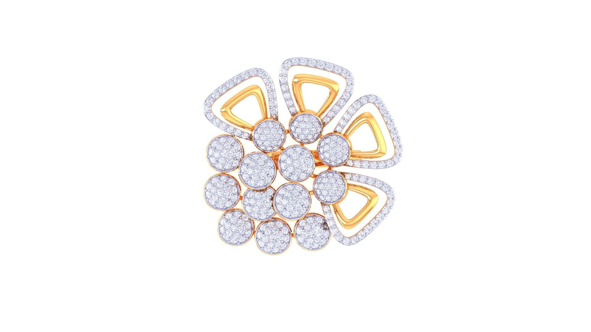 High Jewelry Cocktail Ring 3dm stl obj mtl glb gltf 3mf renders 3D print model_10