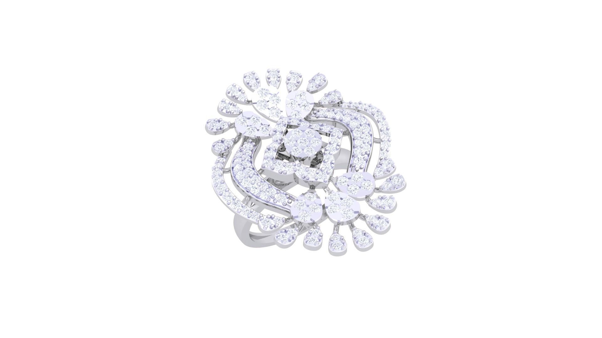 High Jewelry Cocktail Ring 3dm stl obj mtl glb gltf 3mf renders 3D print model_7