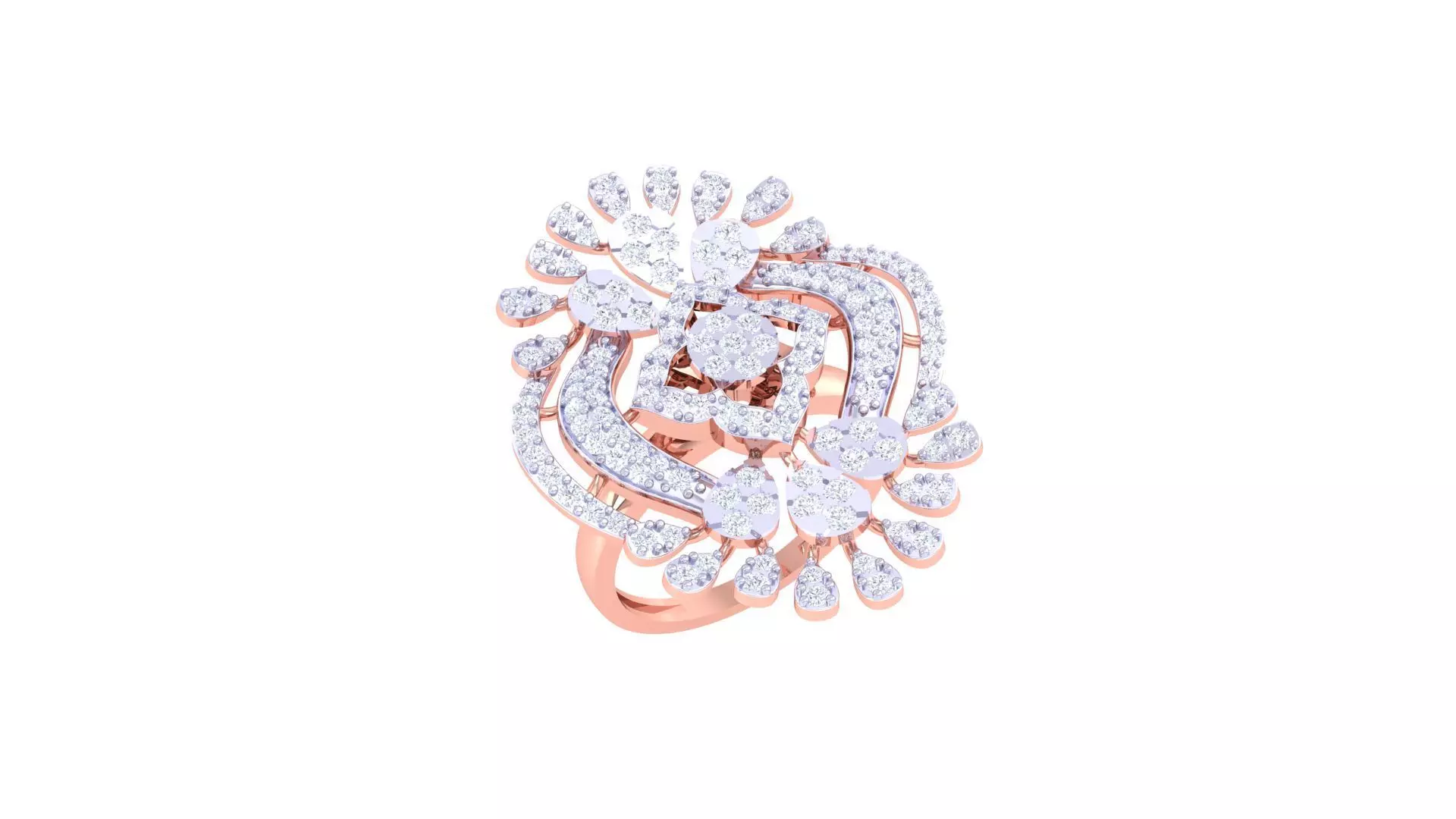 High Jewelry Cocktail Ring 3dm stl obj mtl glb gltf 3mf renders 3D print model_0