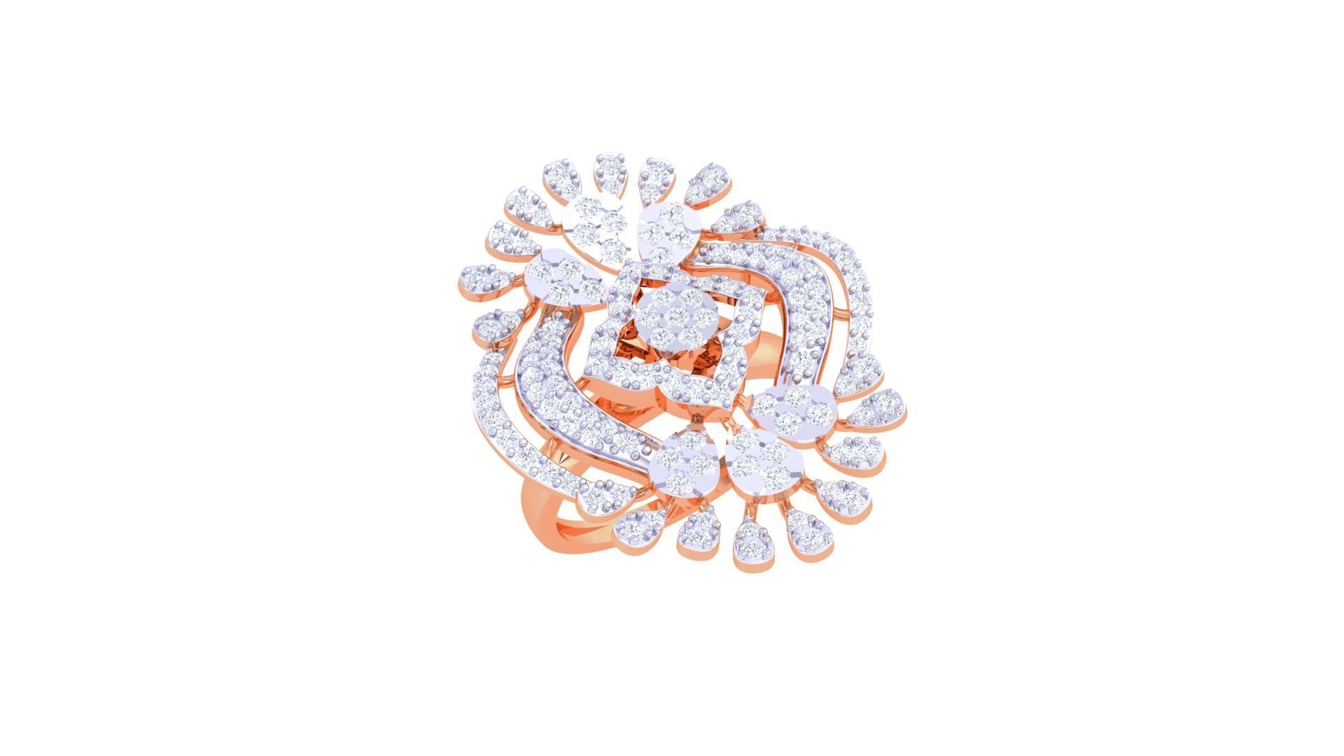 High Jewelry Cocktail Ring 3dm stl obj mtl glb gltf 3mf renders 3D print model_8