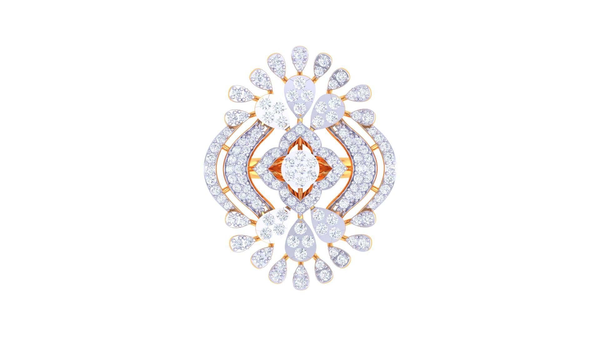 High Jewelry Cocktail Ring 3dm stl obj mtl glb gltf 3mf renders 3D print model_9