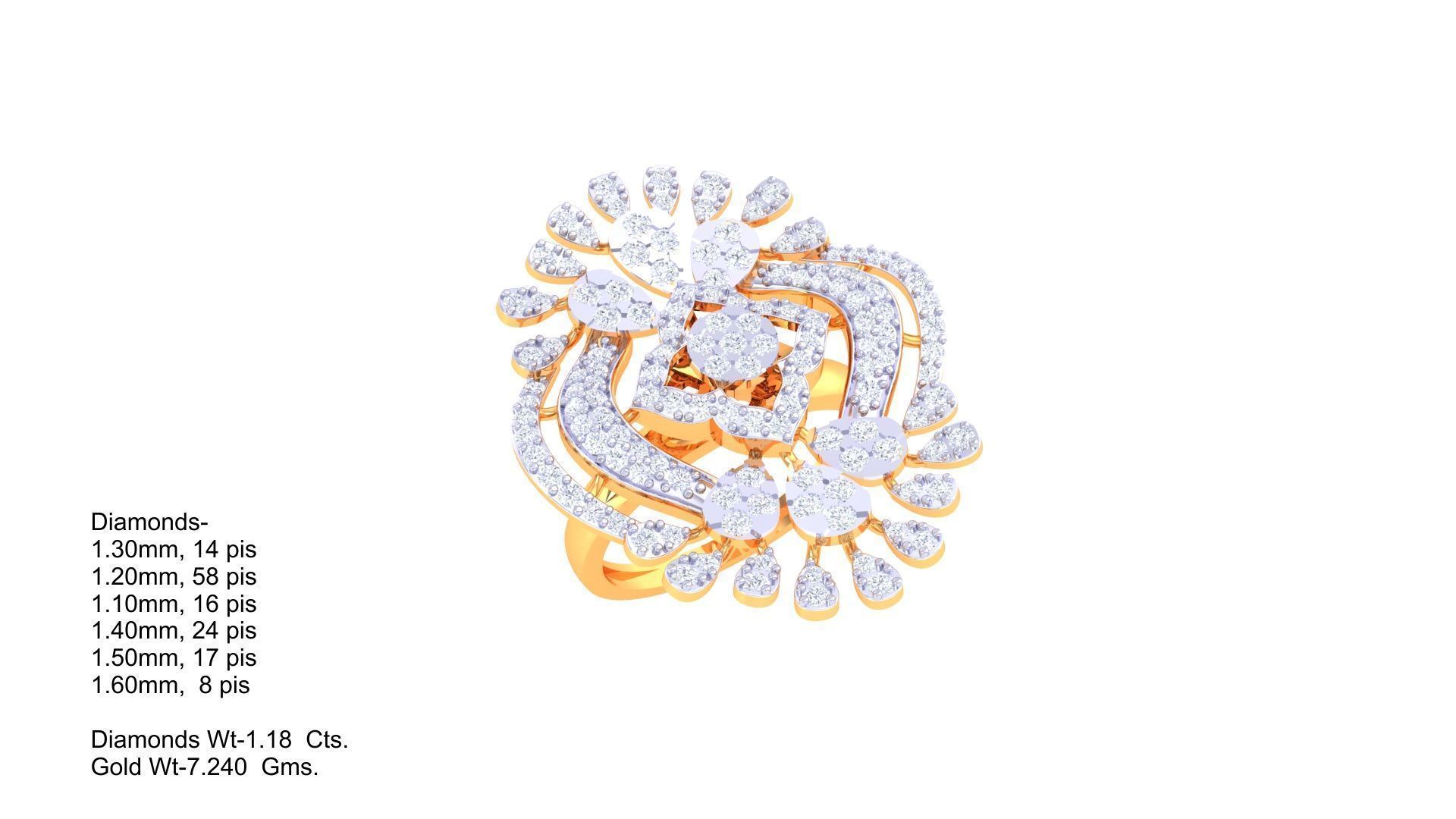 High Jewelry Cocktail Ring 3dm stl obj mtl glb gltf 3mf renders 3D print model_3