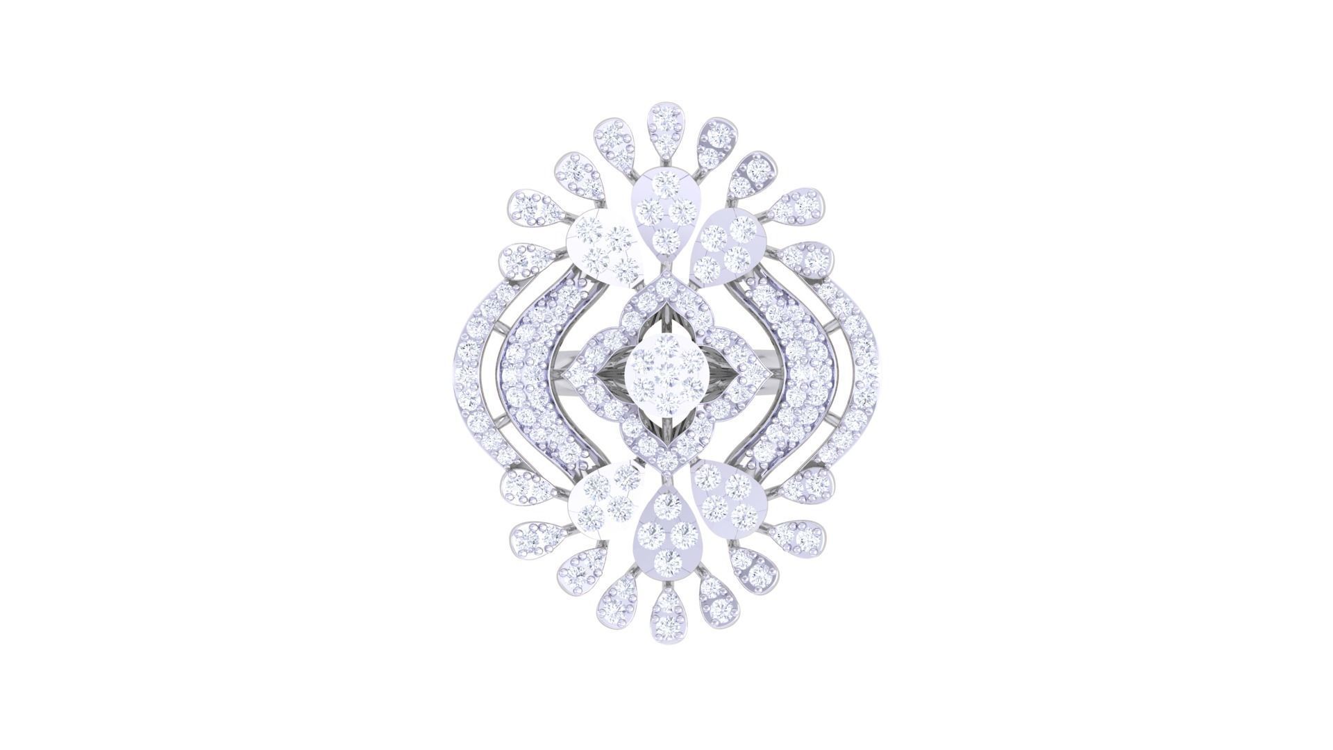 High Jewelry Cocktail Ring 3dm stl obj mtl glb gltf 3mf renders 3D print model_10