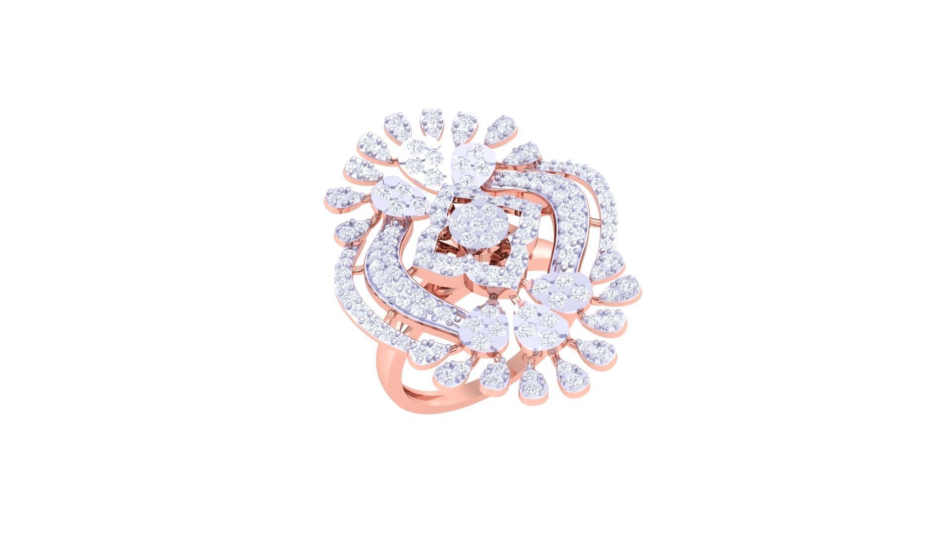 High Jewelry Cocktail Ring 3dm stl obj mtl glb gltf 3mf renders 3D print model_2