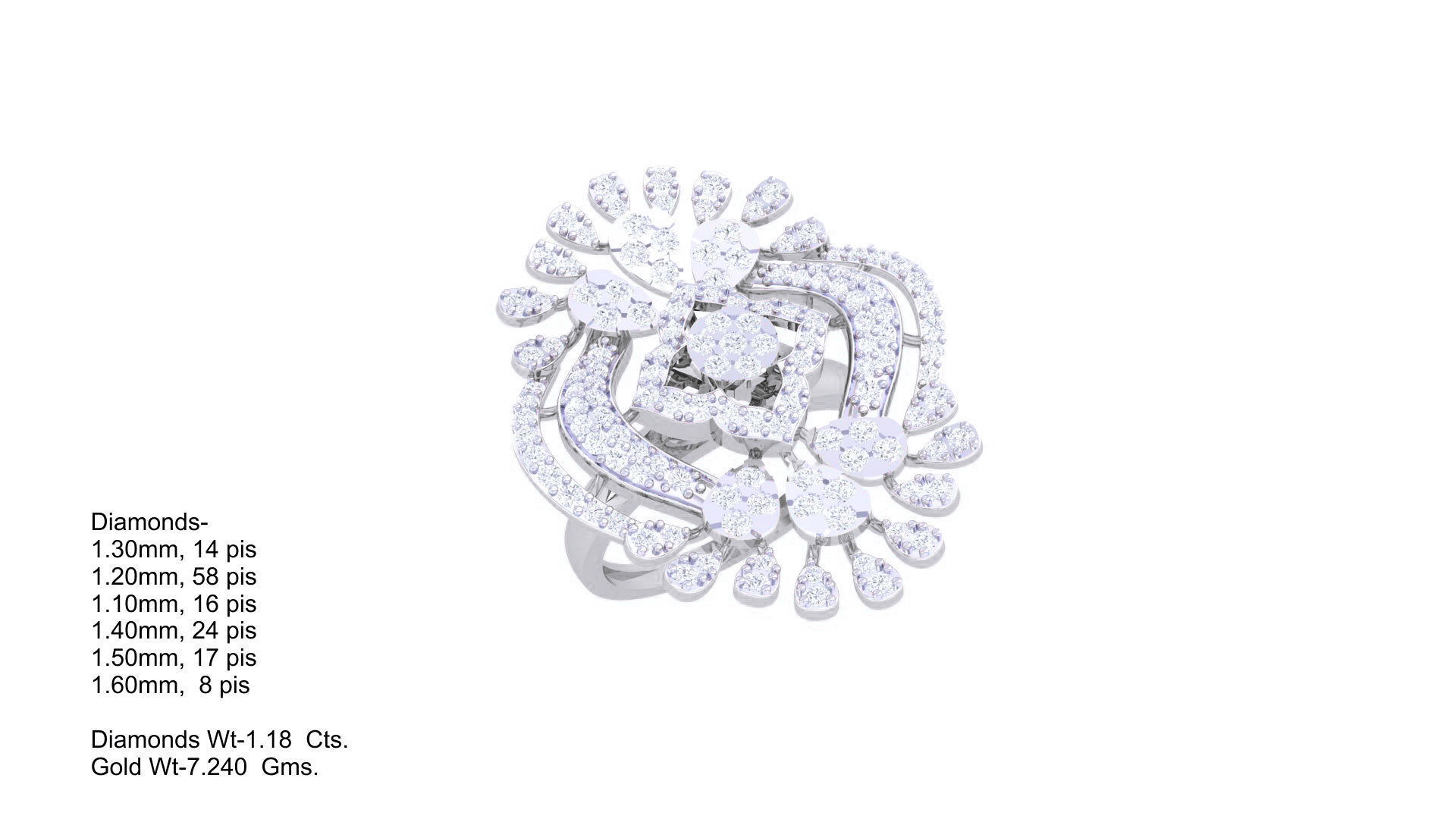 High Jewelry Cocktail Ring 3dm stl obj mtl glb gltf 3mf renders 3D print model_4