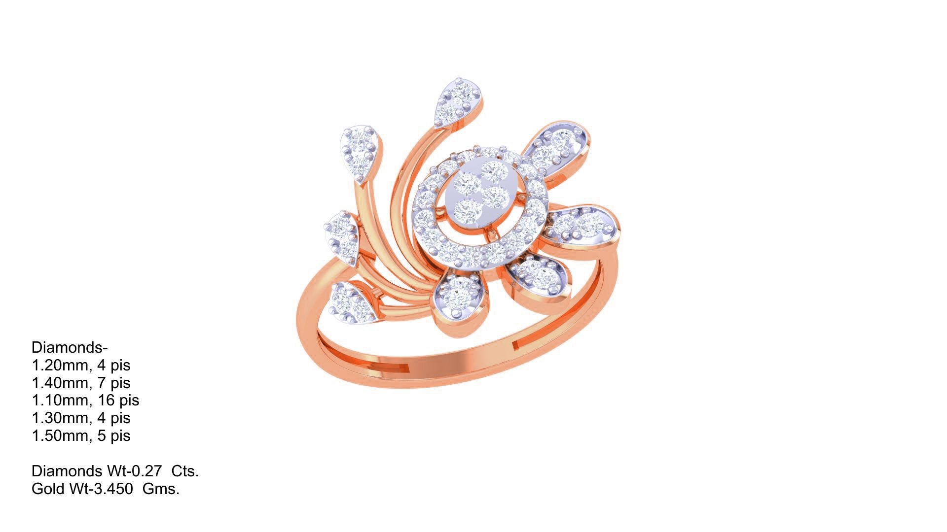 High Jewelry Cocktail Ring 3dm stl obj mtl glb gltf 3mf renders 3D print model_5