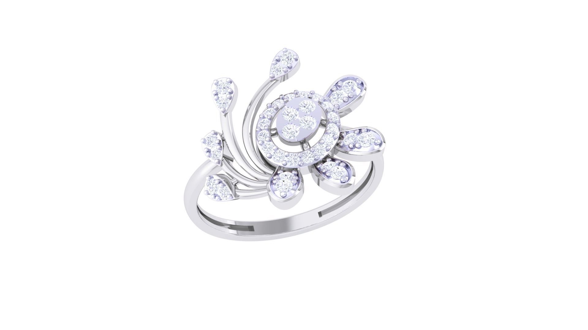 High Jewelry Cocktail Ring 3dm stl obj mtl glb gltf 3mf renders 3D print model_2