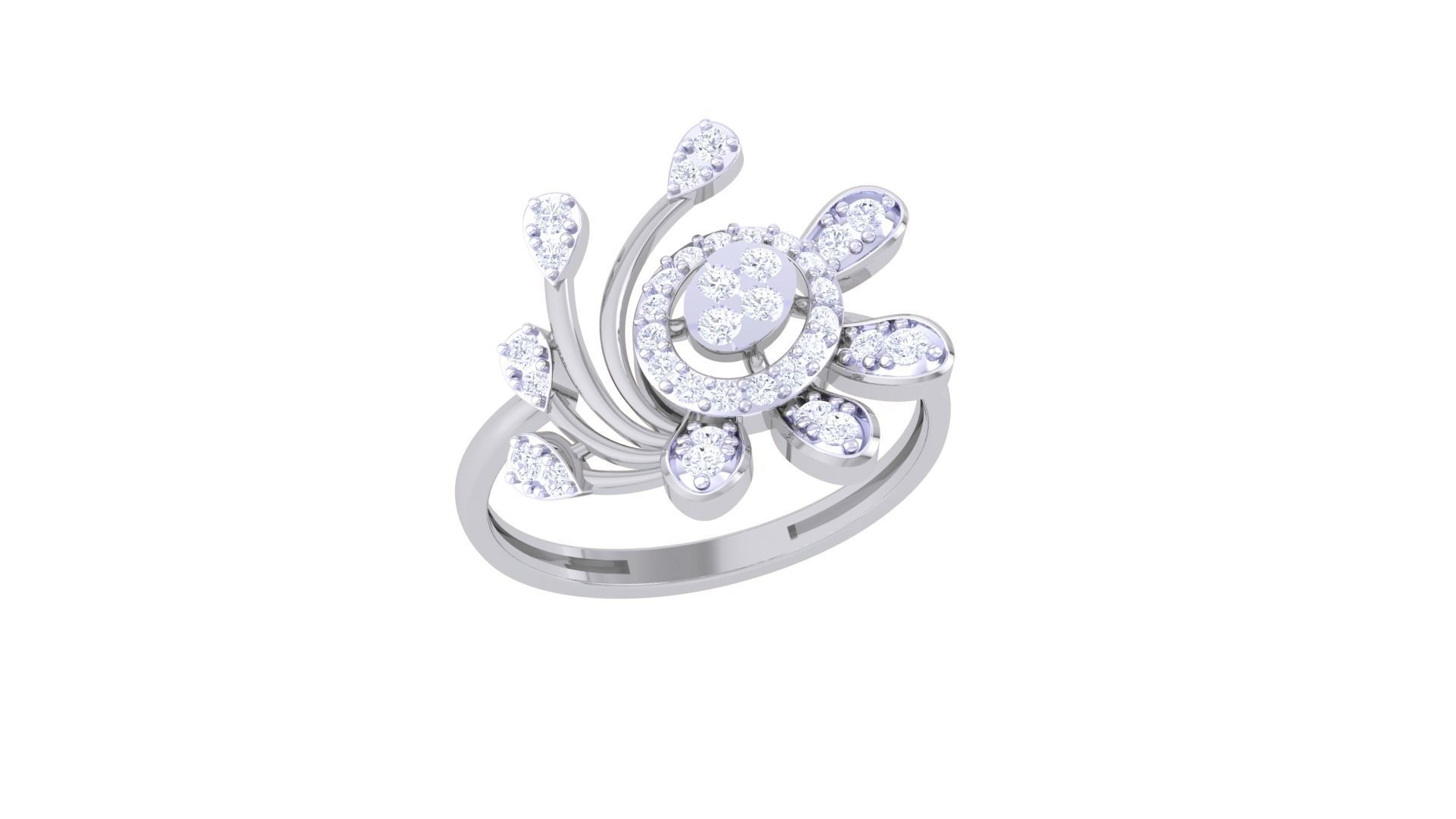 High Jewelry Cocktail Ring 3dm stl obj mtl glb gltf 3mf renders 3D print model_6