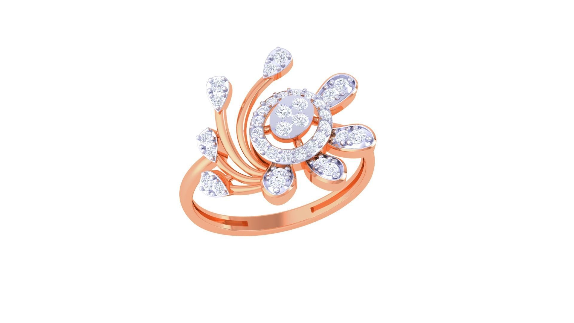 High Jewelry Cocktail Ring 3dm stl obj mtl glb gltf 3mf renders 3D print model_7