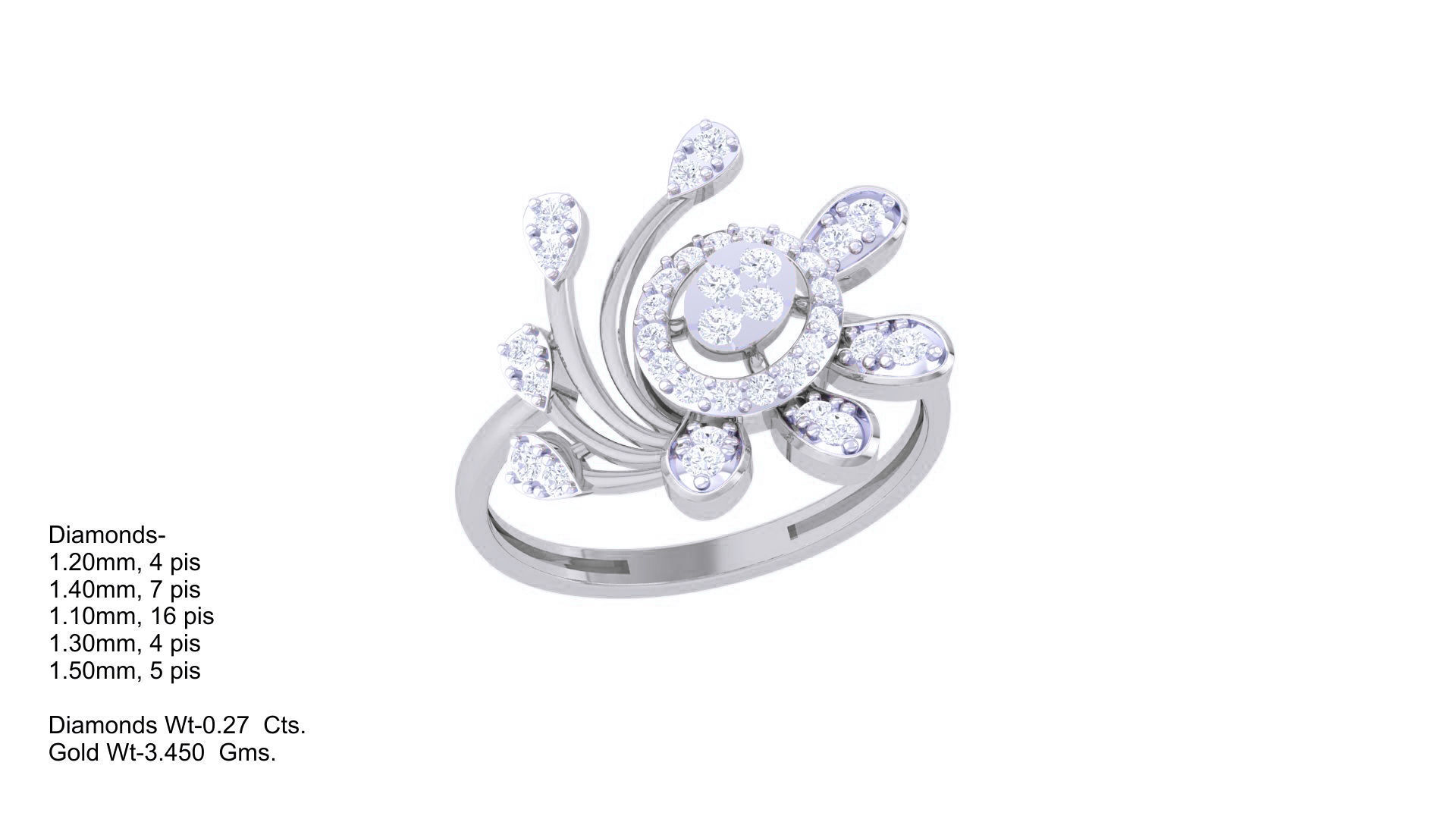 High Jewelry Cocktail Ring 3dm stl obj mtl glb gltf 3mf renders 3D print model_4