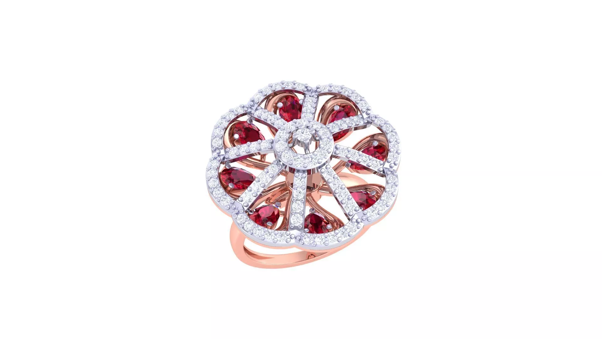 High Jewelry Cocktail Ring 3dm stl obj mtl glb gltf 3mf renders 3D print model
