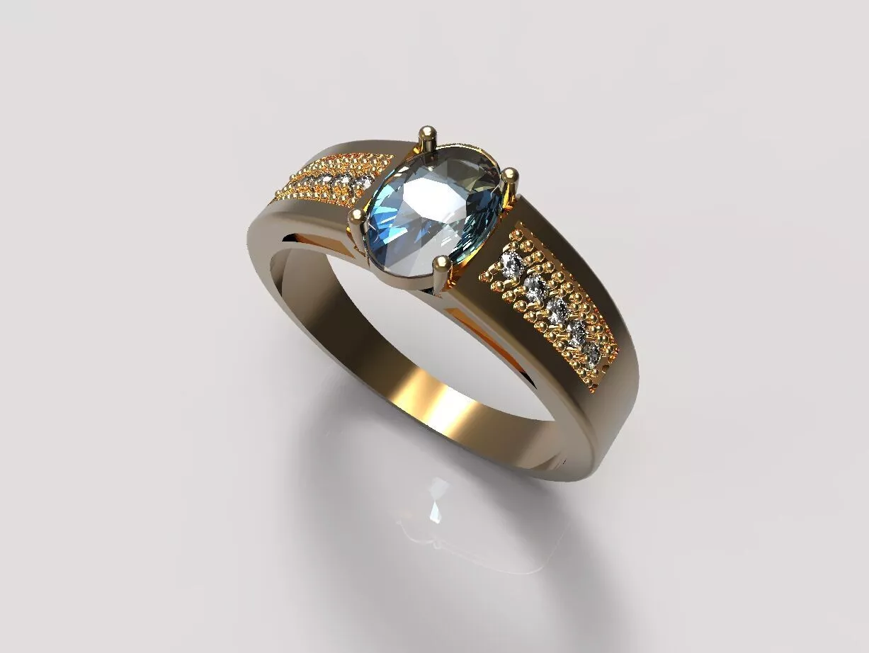 ring with sapphire 3D print model