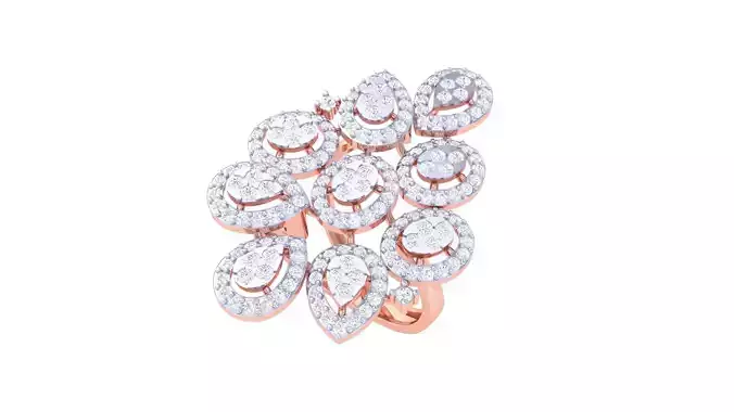 Flower High Jewelry Cocktail Ring 3dm stl obj mtl glb gltf 3mf 3D print model