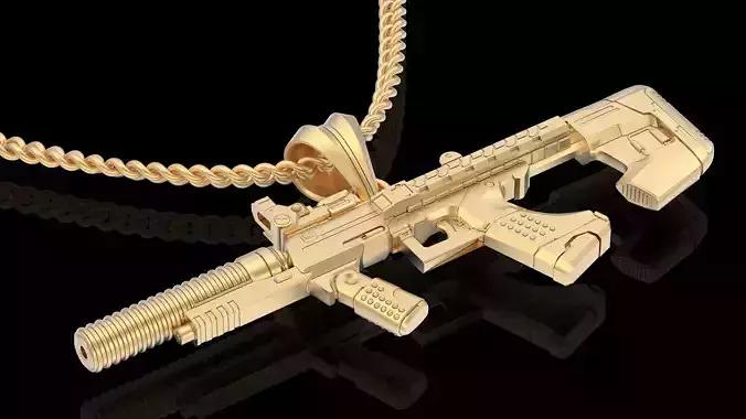 Gun m7S SMG pendant silver gold jewelry 3D printable model