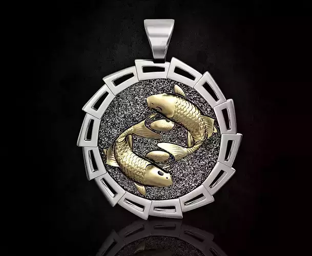 Yin Yang-Carp fishes pendant 3D print model