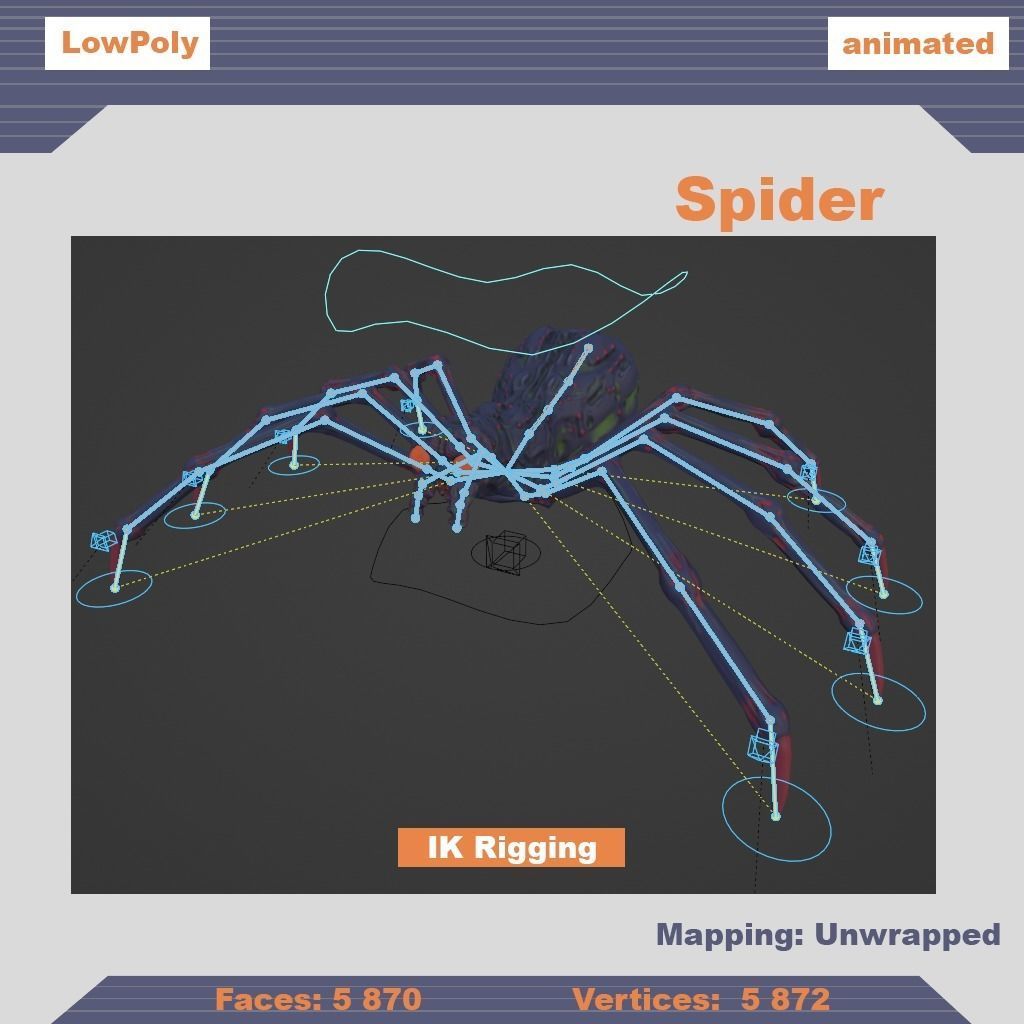Spider Low-Poly 3D Model Low-poly 3D model_8