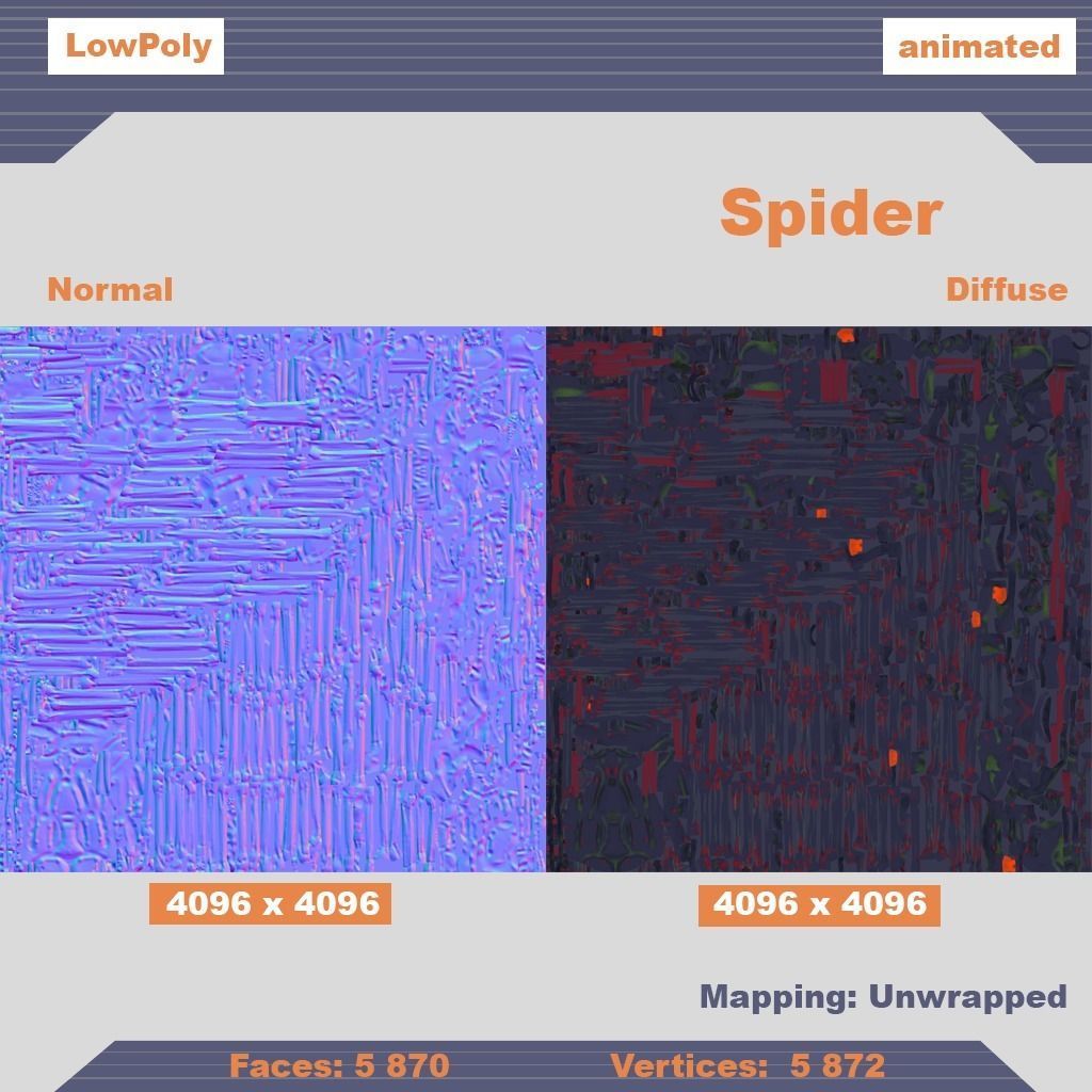 Spider Low-Poly 3D Model Low-poly 3D model_5