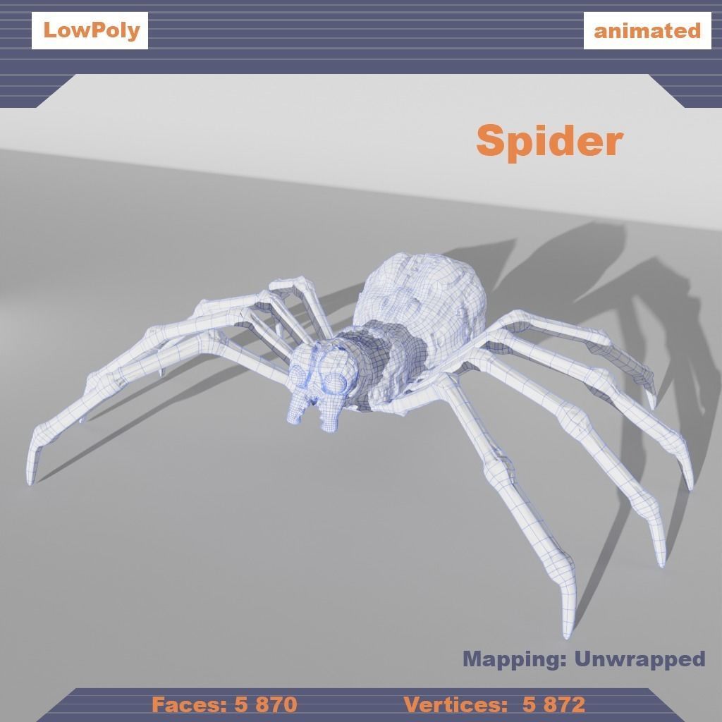 Spider Low-Poly 3D Model Low-poly 3D model_3