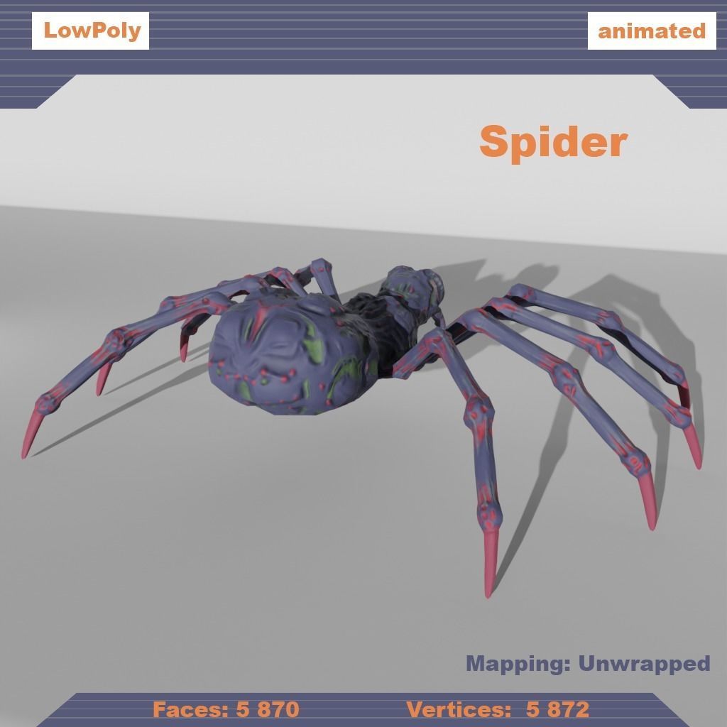 Spider Low-Poly 3D Model Low-poly 3D model_2