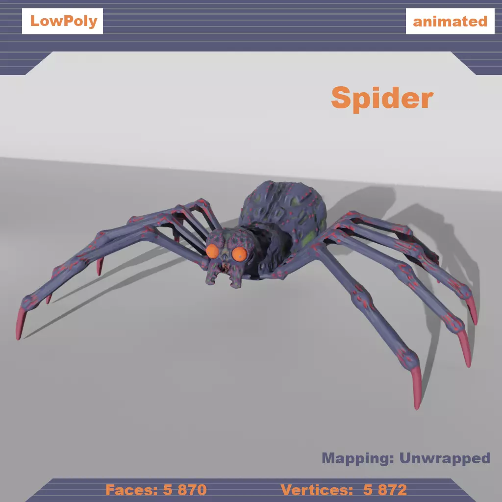 Spider Low-Poly 3D Model Low-poly 3D model_0