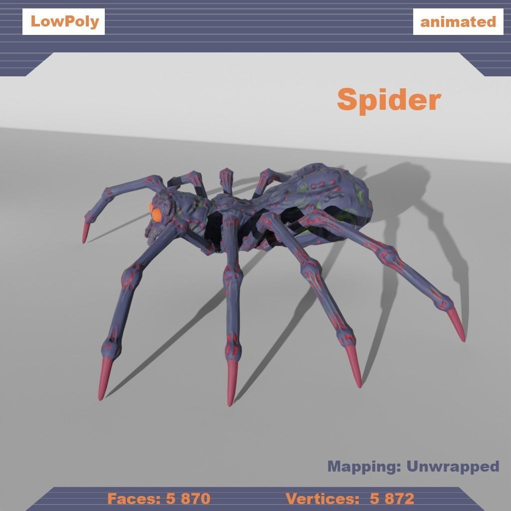 Spider Low-Poly 3D Model Low-poly 3D model_1