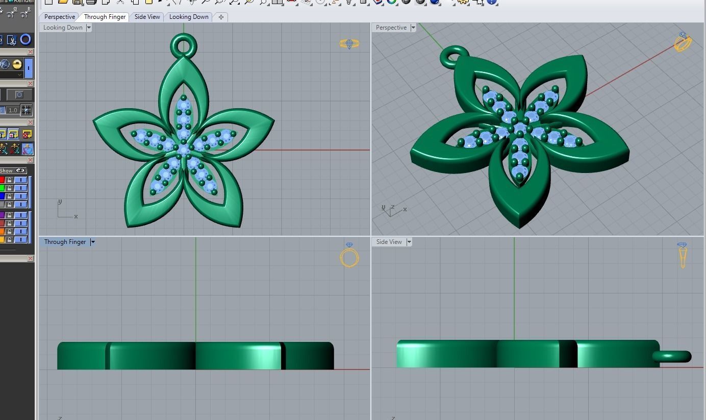 flower pendant 3D print model_3