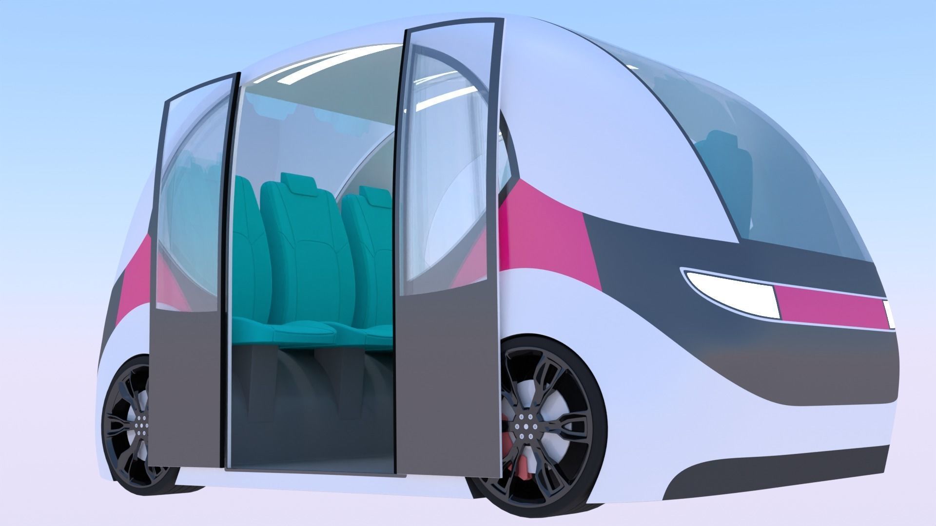 Passenger drone and shuttle bus 3D Model Collection_4
