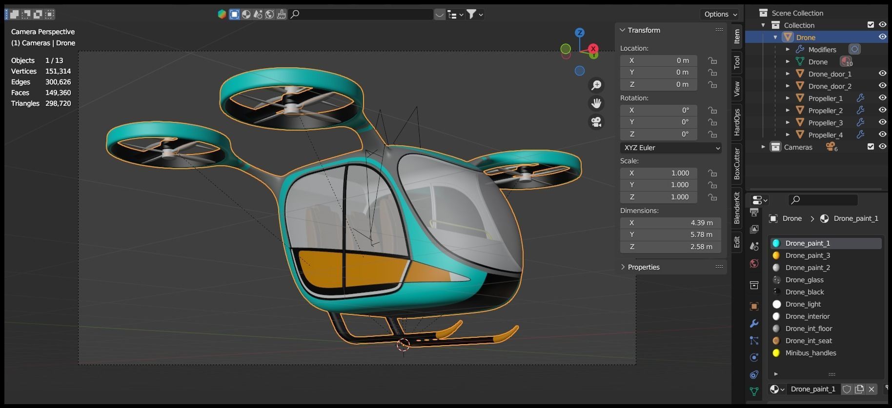 Passenger drone and shuttle bus 3D Model Collection_17