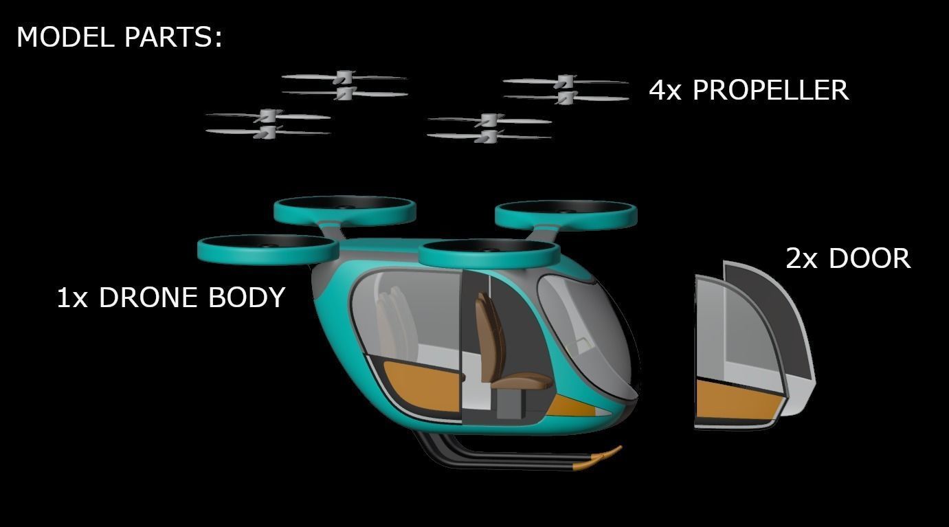 Passenger drone and shuttle bus 3D Model Collection_16