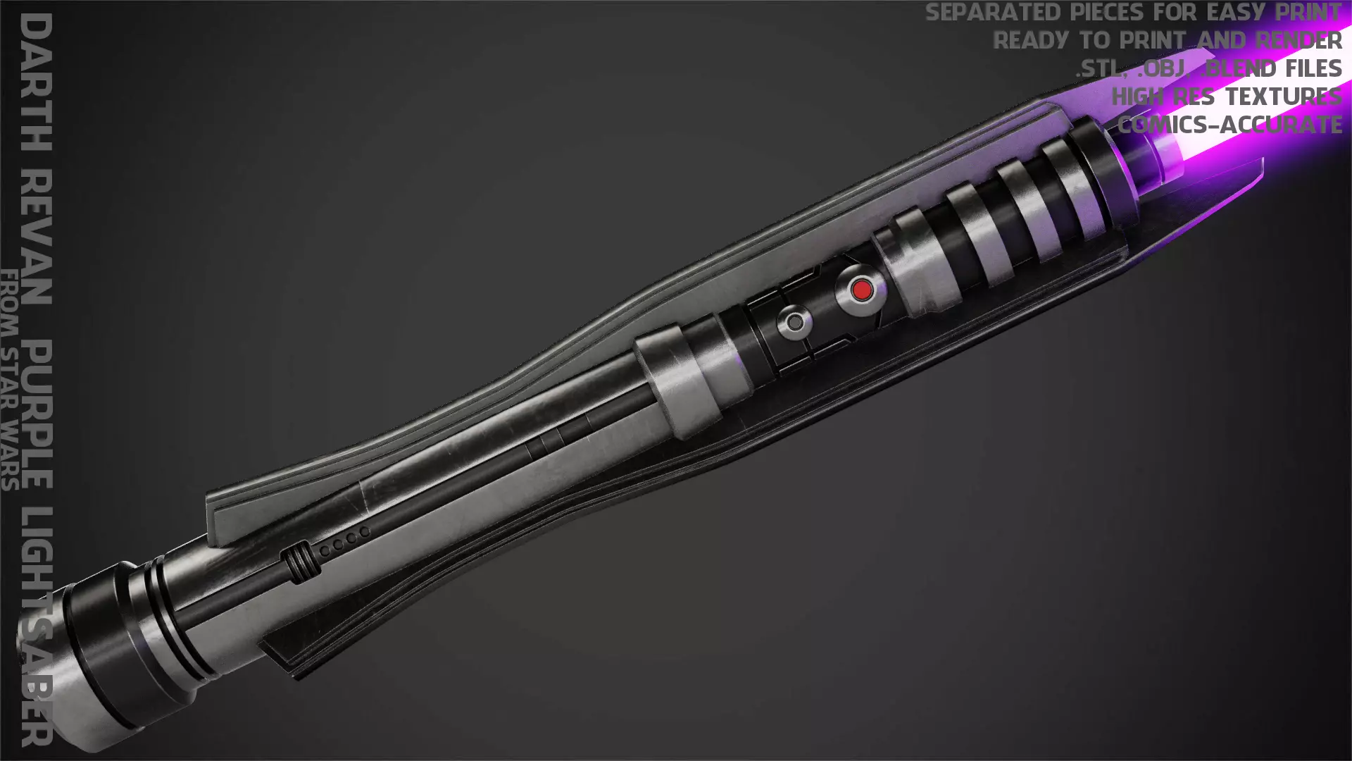 Star Wars Darth Revan Purple Lightsaber for Cosplay 3D print model_0