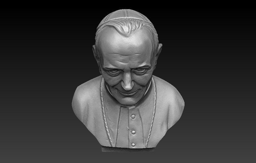 Pope John Paul Bust 3D print model_9