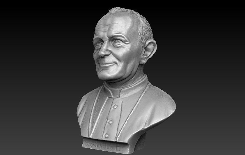 Pope John Paul Bust 3D print model_2
