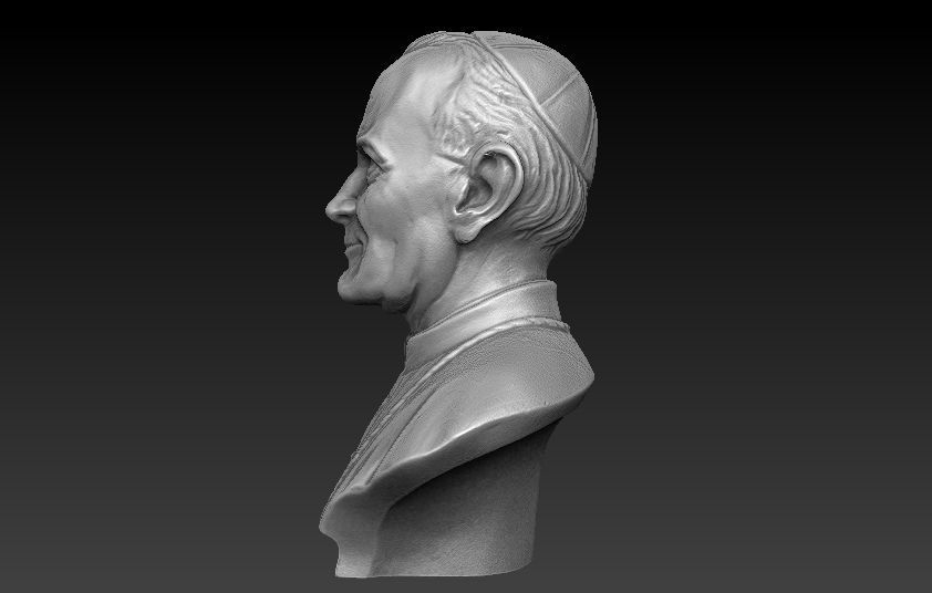 Pope John Paul Bust 3D print model_3
