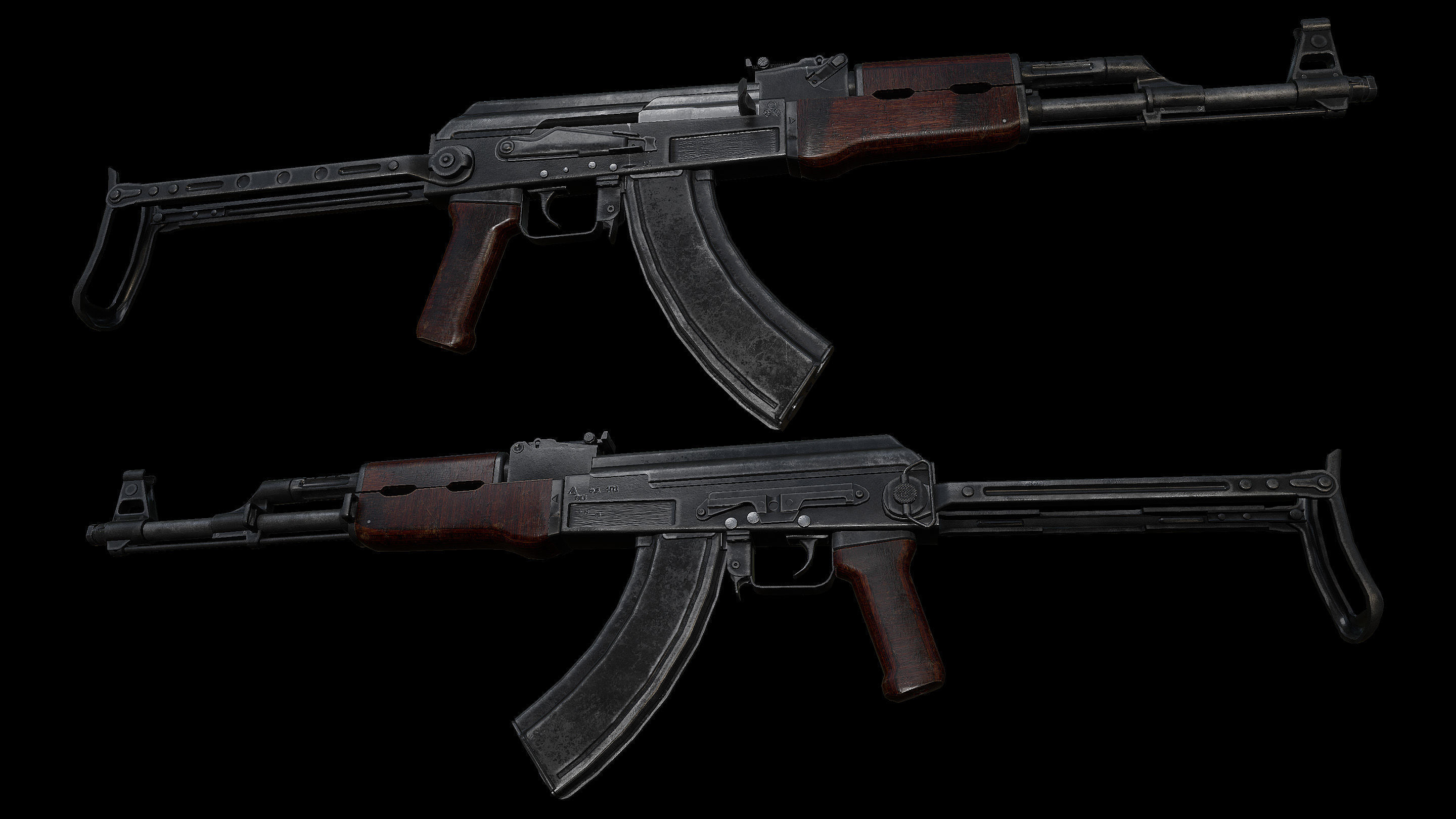 AK47 Type3 Soviet Classic Low-poly 3D model_1