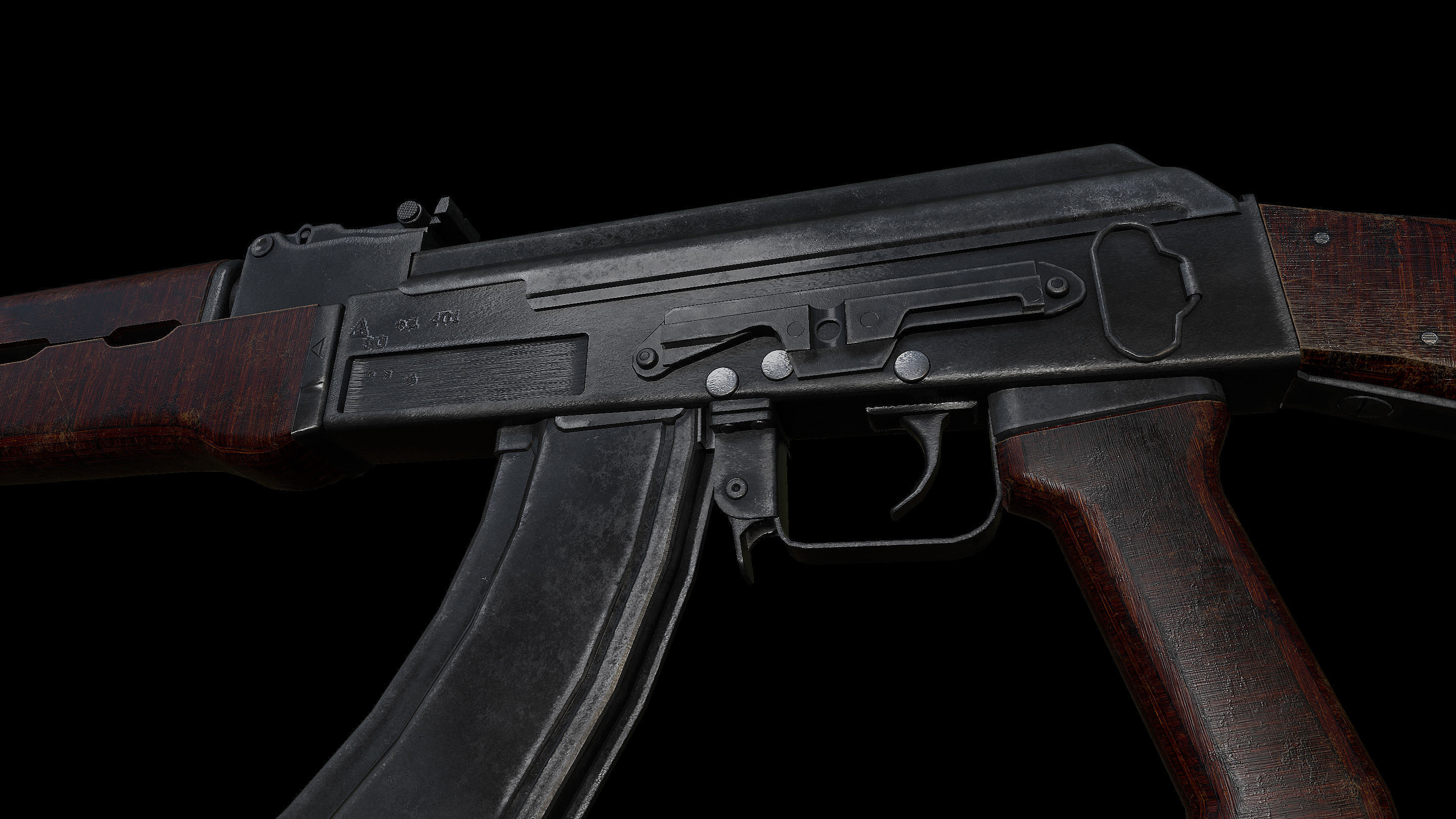 AK47 Type3 Soviet Classic Low-poly 3D model_9
