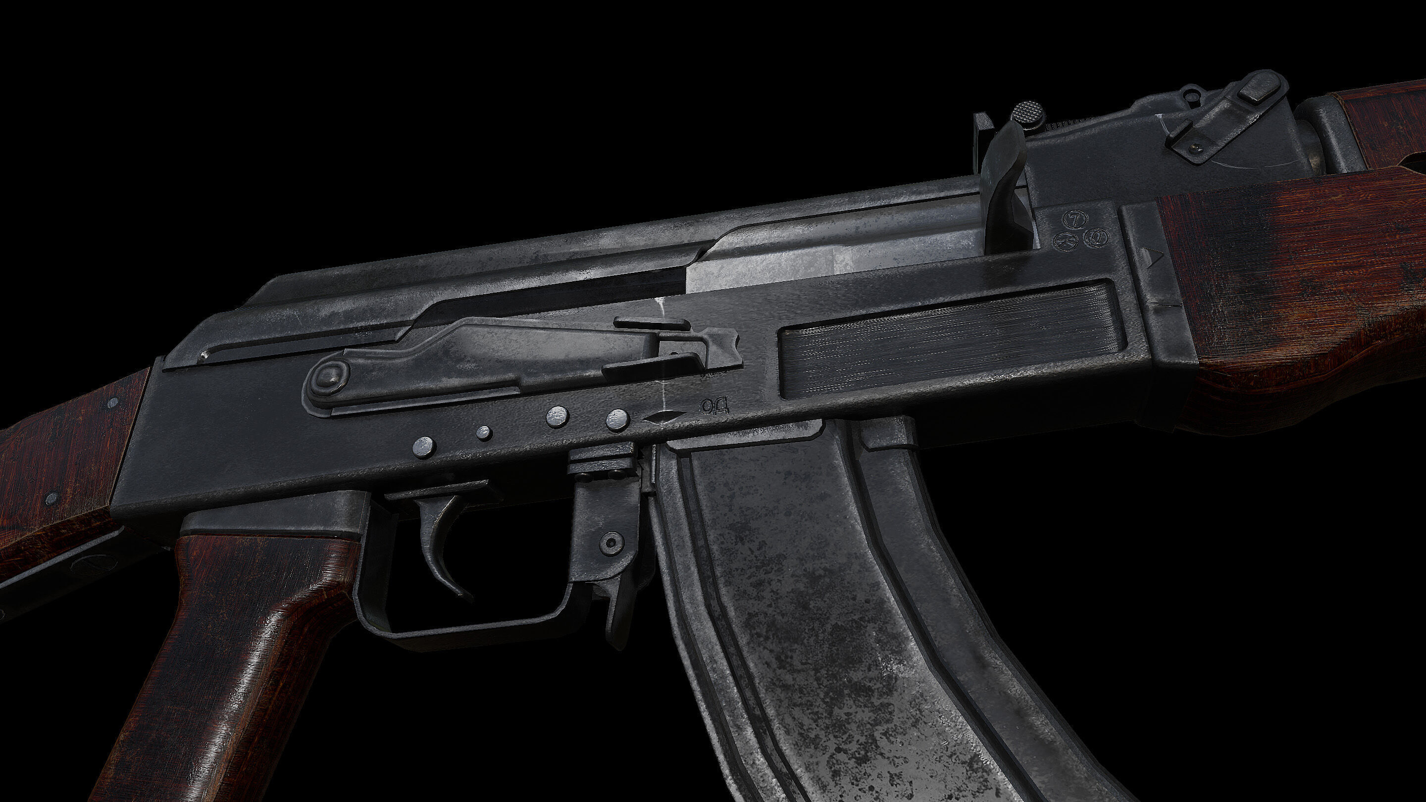 AK47 Type3 Soviet Classic Low-poly 3D model_8