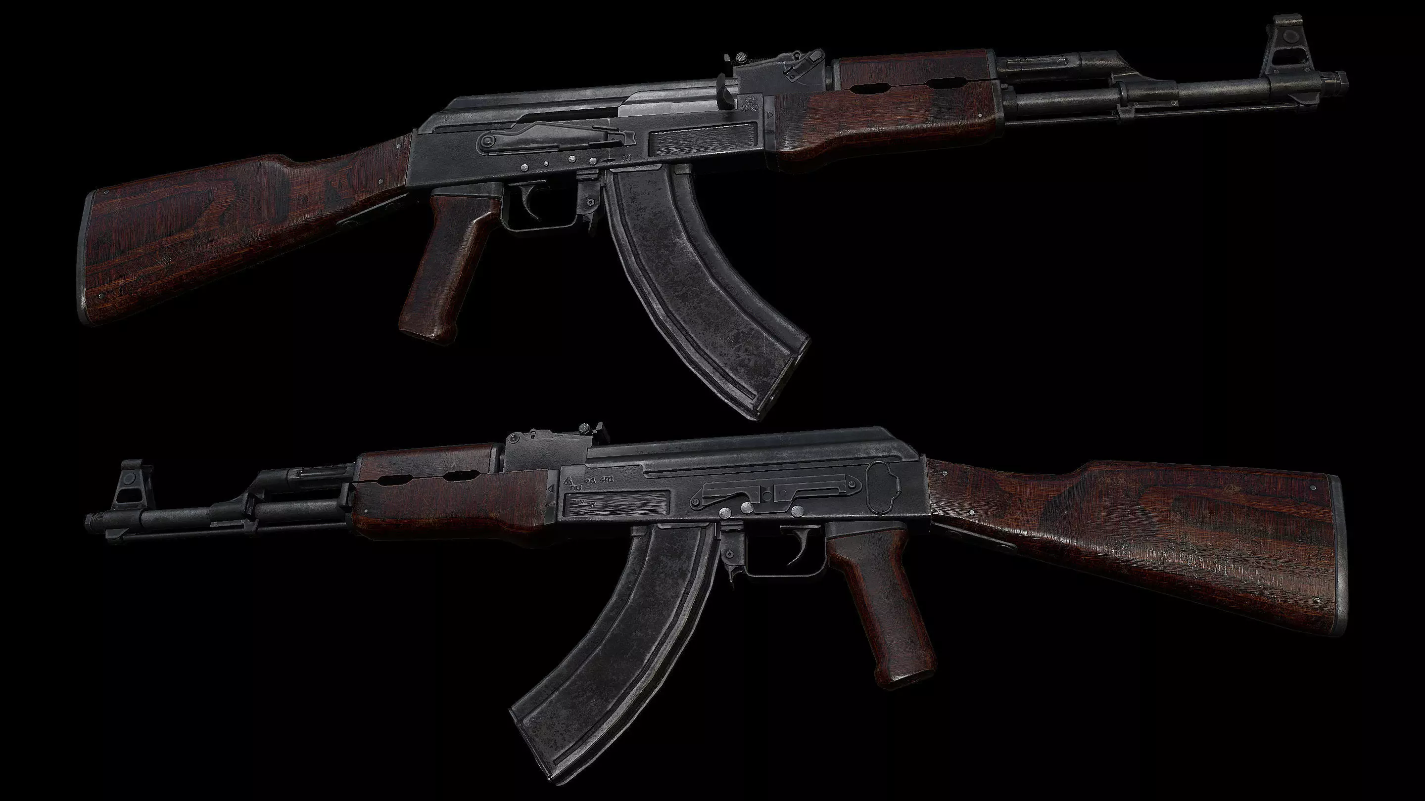 AK47 Type3 Soviet Classic Low-poly 3D model_0