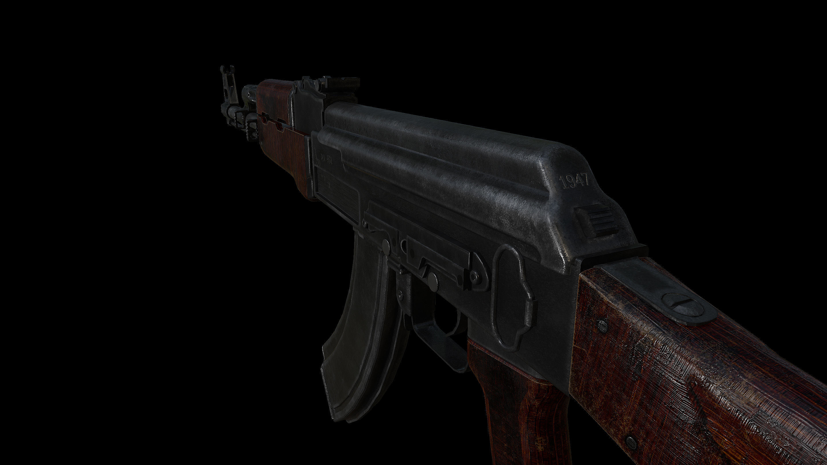 AK47 Type3 Soviet Classic Low-poly 3D model_2